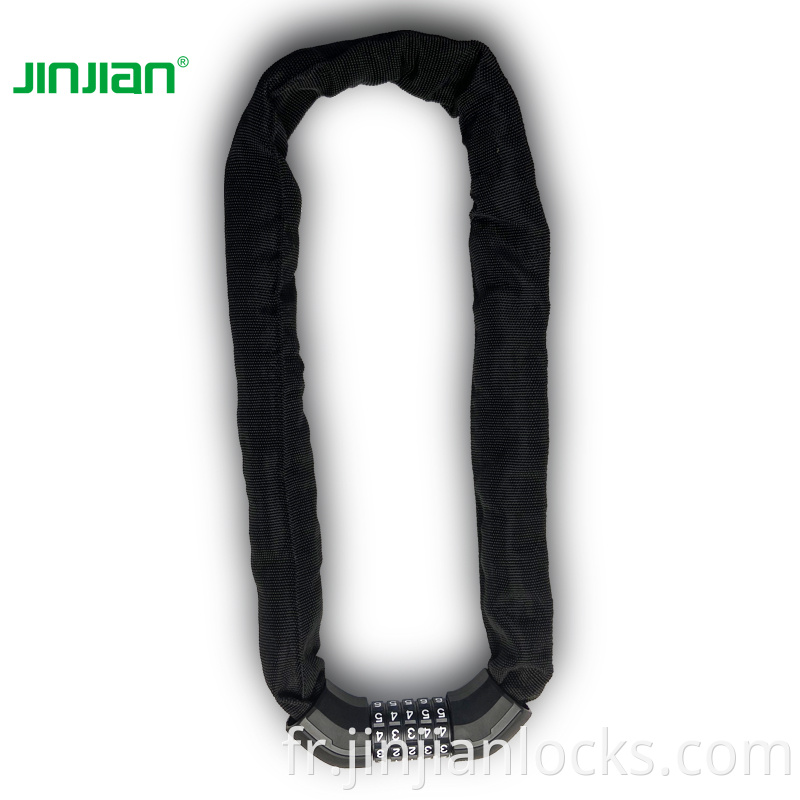 Jinjian Steel Bicycle Bike Chain Lock 5 chiffres Numéro de combinaison Lock Bélogue Lock Bike